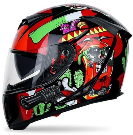 Klapphelm Motorrad Herren Motorradhelm Damen Integralhelm Motocross Helm Fullface Helme Sturzhelm ECE Zertifizierter mit Klarem Visier für Skaterhelm Moped Helm(Color:3,Size:L 59~60CM)