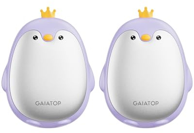 Gaiatop Scaldamani magnetici ricaricabili, confezione da 2 pezzi, 3 impostazioni, simpatico pinguino tascabile, mani calde veloci, riscaldatore elettrico portatile riutilizzabile per campeggio, caccia