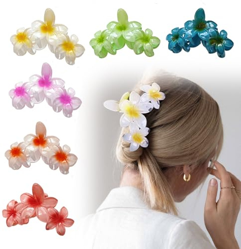 Haarklammer Blume 6 Stück,Osuter Women's Large Blumen Haarklammer Firm Non-slip Hawaiian Style Decoration Suitable for Thick Hair Curly Hair Long Hair