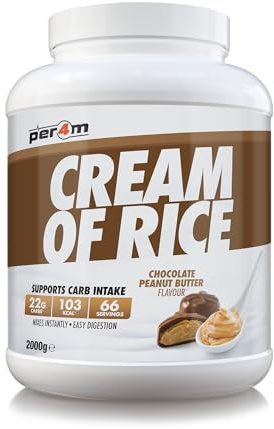 Per4m Protein Cream of Rice | Easy-to-Digest Complex Carbohydrate | Gluten-Free, Plant-Based Smooth Rice Porridge | Ideal Pre Post-Workout (2kg, Chocolate Peanut Butter)