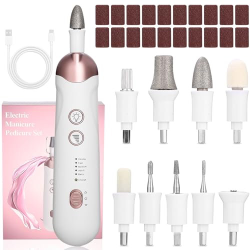 Elektrische Nagelfeile,Maniküre Set für präzises Formen und Feilen der Nägel,9 in 1 Profi Tragbar Nagelfräser, bis zu 15.000 U/min,Nagelfräser für Gelnägel für Hände und Füße