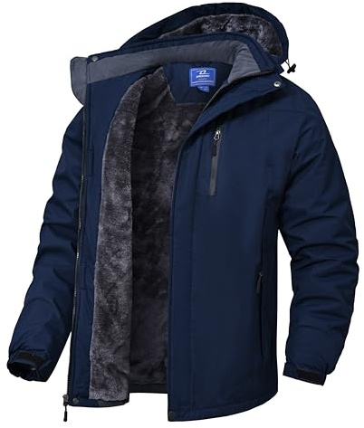 Zoofly Homme Veste Ski Manteau Imperméable D'Hiver Manteau Homme Hiver Extérieur Chaud Polaire Capuch Blouson Bleu tibétain XL
