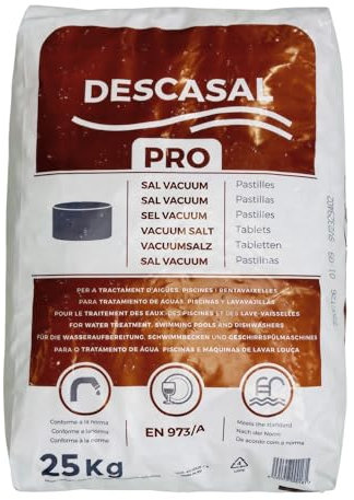 SAL PARA DESCALCIFICADOR DE AGUA DOMESTICO EN PASTILLAS I SACO 25kg | RENDIMIENTO MAXIMO Y DISOLUCION PROGRESIVA.