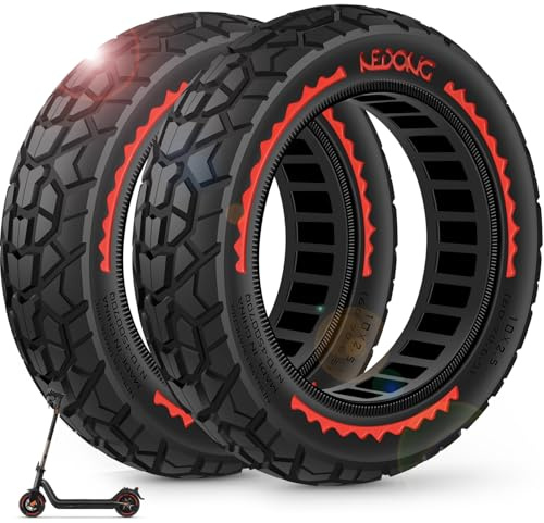 BANGTING 2PCS 60/70-6.5 Scooter Tire Tubeless - 10x2.50 Front or Rear Replacement Puncture-Proof Solid Tires, 10x2.50-6.5 Airless Off-Road Tire for Segway G30/G30D/G30LP/G30D II (Red)