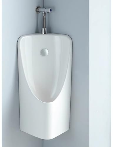 CHZDPP Urinale für Männer Keramik-Urinal für Männer für die Ecke, Spülbares Garagenurinal mit langem Rohr, Weißes/schwarzes Urinal für Toiletten/Baustellen/Fabriken(White)