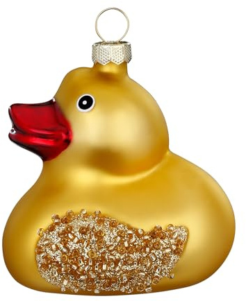 Christbaumschmuck Glas 7cm - Badeente Figur zum Aufhängen - handbemalt - Weihnachtsbaum Anhänger für Weihnachten - Christbaumanhänger & Weihnachtsbaumschmuck - Tiere Ente Küken Gelb