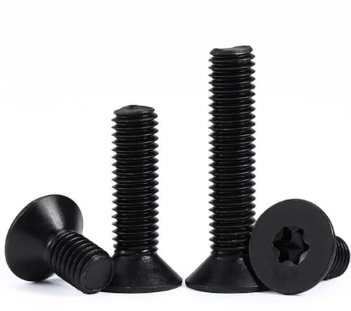 JIADEXIN 20 Stuks Försänkta Sänkskruvar Torx - Rostfritt Stål A2 Försänkt Huvudskruvar Torx Svart M4 x 30mm Platta Maskinskruvar Försänkta Skruvar för Maskiner, Möbler, Trä
