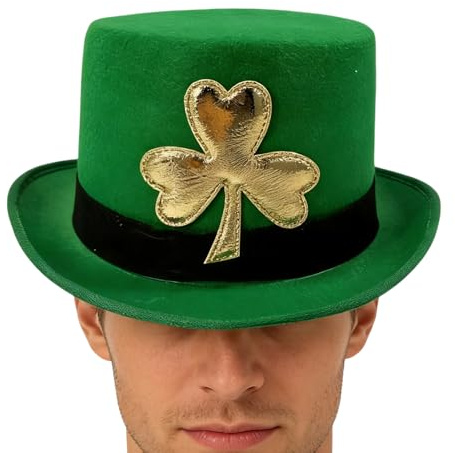 Generiska cylinderhattar för män – gyllene växtdekoration huvudbonad, st. Patricks dag cylinderhattar – för trollkarlar vuxna kvinnor tonåringar seniorer scenframträdande party rollspel