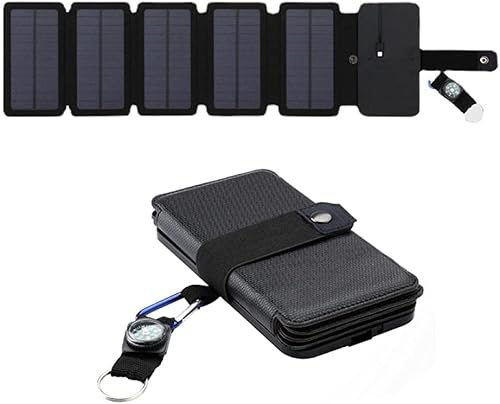 Pannello Solare Pieghevole Kit Caricabatterie Solare Portatile da Esterno da 10 W con Doppia Uscita Porte USB Caricabatterie Solare da Esterno Impermeabile per Smartphone, 10w