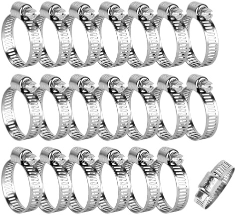 Set da 20 fascette stringitubo regolabili 19-29 mm, fascette a vite in acciaio inox 304, set di clip e fascette per tubi per giardino, piscina, tubi del gas domestici