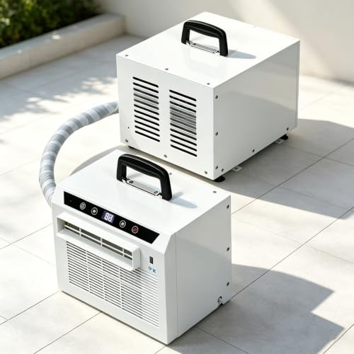 Split-System Luftkonditionering 3000 Btu, BäRbar Split-Luftkonditionering, Med FjäRrkontroll Med PekskäRm, 24-Timmars Timer, Handtag På Ovansidan, FöR Hemmet 1MConnectingPipe