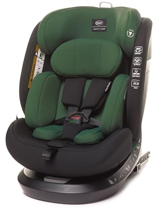 4BABY Kindersitz drehbar 360 mit ISOFIX ROTO-FIX, Autositz 40-150 cm, R129 norm, Kopf, Rückenlehnen und Sitzverstellung, I-SIZE (Dark Green)