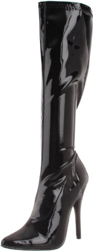 PleaserUSA High Heel-botte de genou Domina-2000, laque noir, 42 EU