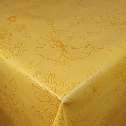 d-c-fix Wachstuch Wachstischdecke Tischdecke Gartentischdecke Blumen Palmas Gelb Breite & Länge wählbar 140 x 240 cm Eckig abwaschbar