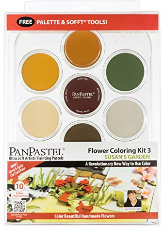 PanPastel Artist Pastels by GOLDEN, Flower Coloring 3 - Susan Tierney Cockburn Set, 10 Color, Professional Artist Pastels, Unique Pan Format (cake-like)