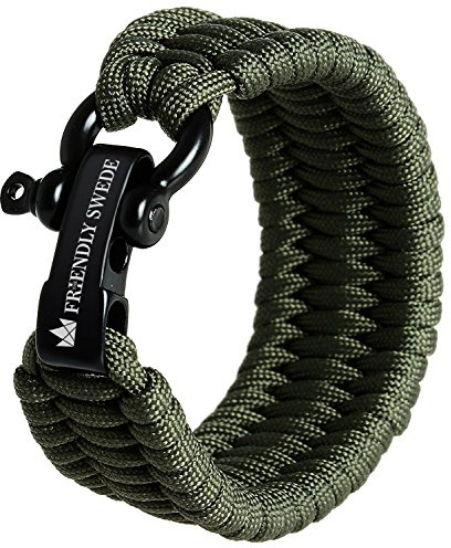 The Friendly Swede Pulsera de Supervivencia Trilobite en Paracord - Tamaño Ajustable - 3 Tamaños Disponibles - GARANTÍA DE POR VIDA (Verde, Small)