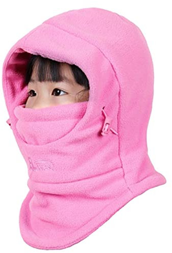 Azarxis Kinder Sturmhaube, Balaclava Fleece Ski Gesichtsmaske, Einstellbar Wintermütze mit Winterschal für Outdoor Sport (DE/NL/SE/PL, Alphanumerisch, Einheitsgröße, Pfirsichrosa)