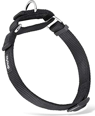Hyhug Durable Escape-proof Martingale Dog Collar for Medium Boy and Girl Dogs - Walking Training Daily Use. (Medium, Black)