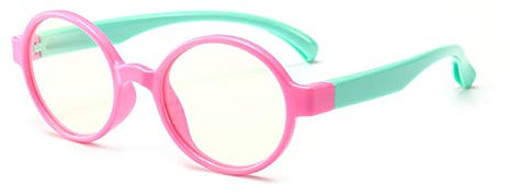 Ototon Blue Light Blocking Glasses for Children Anti UV Eye Fatigue Headache Eye Strain Safety Glasses for Computer/Phone/TV Boys Girls (Pink Framed Green arms)