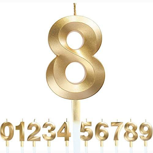Polly Online Gold Glitter 3D Number Candles for Birthday, Wedding, Anniversary & Graduation Party