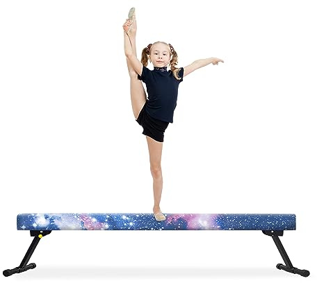 EL&IT·Wings 6ft Gymnastic Balance Beam,Adjustable High and Low Level Floor Beam - Highly Stable - Gym Practice Training Equipment for Kids Children Girls Home (Universe)