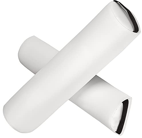 TecTake® Massage Roller Set, Incl. 1 Full Foam Roller & 1 Half Roller, Bolster Pillow Set with Faux Leather Covers & Carrying Handles, Ideal Bolster Cushion Set for Massages, Yoga, Pilates - White