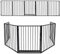 Joparri Kaminschutzgitter mit Tür 304 cm Metall Ofenschutzgitter Laufgitter Laufstall Absperrgitter Tierschutzgitter Türschutzgitter für Kinder-Sicherung, 5-teilig (je 60 x 75 cm) Schwarz