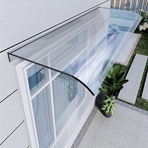 Vordach Überdachung Haustürvordach,Sonnenschutz Regenschutz Vordach für Haustür aus Polycarbonat Transparent Pultvordach Wetterschutz,Rundbogenvordach Inkl Montagematerial (50x100cm/20 x39)