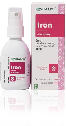 Revitalive Iron Daily Oral Spray | Pill-Free Iron Supplement and Immune System Support | Strawberry Flavor 42ml | Delivers 5mg of Highly Absorbable Iron Per Dose - 35 Daily Doses
