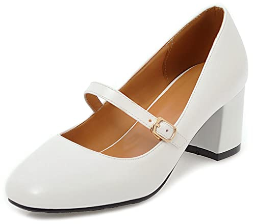 Gicoiz Calzado Mujer Basic Punta Quadrada Mary Jane Tacón Ancho Zapatos