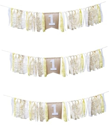 ibasenice 3 Stk Wohnkultur Hochstuhl-banner Sackleinen Partyzubehör Für Den 1. Geburtstag Hochstuhl Ein Banner Hochstuhlbanner Zum Ersten Geburtstag Baby Essensstuhl Dekorationen