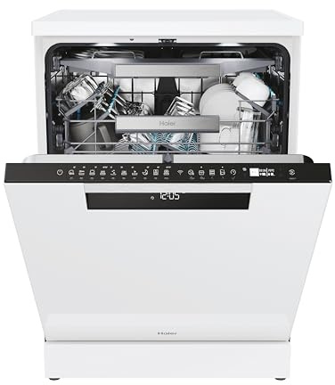 Haier I-Pro Shine Series 5 XF 6B2M3PW Lavavajillas Independiente 60CM, Motor Inverter, 16 Servicios, Tercera Bandeja, 10 Programas, WIFI, App hOn, Maxi Tub, Apertura Automática de Puerta, 42DB, Blanco