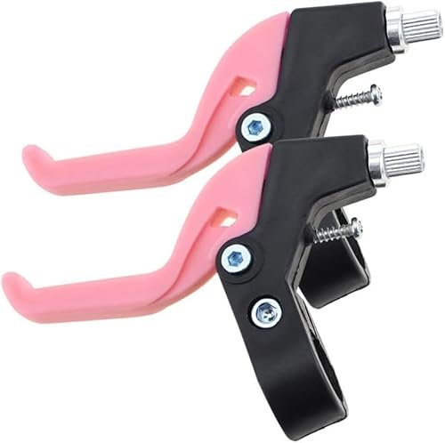 1 paio di leve freno in plastica sinistra e destra per bicicletta, manopole per bici da bambini, adatte per manubri di diametro 22 cm (rosa)