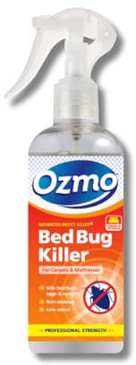 Ozmo Bed Bug Killer Spray, 250ml, Kills Bugs, Eggs & Nymphs, Non-Staining, Low Odour, for Carpets, Mattresses & Bedding