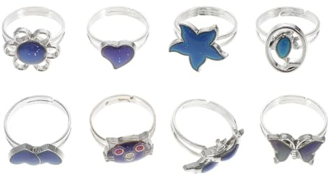 BESTYASH Bague Réglable Thermochromique 8 Pièces Anneaux D'Humeur Changeant De Couleur Pour Femmes Et Enfants Bijoux De Mode Doigt Ajustable