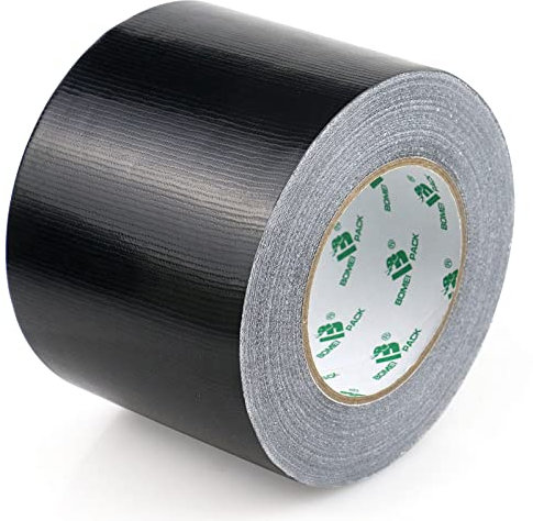 BOMEI PACK Cinta adhesiva americana 100mm x 50 m, negro cinta impermeable de tela de para reparaciones, bricolaje, manualidades, uso en interiores y exteriores
