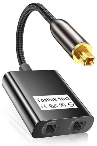 BayBerry Optical Cable Splitter - 1 in 2 Out Toslink Splitter Dual Port optical Audio cable for soundbar to TV, CD, DVD, Amplifier