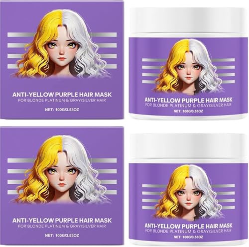 Mascarilla morada anti-amarillenta para el cabello, acondicionador hidratante morado, acondicionador para el cabello seco y dañado, cuidado nutritivo del cabello (2 Pcs)
