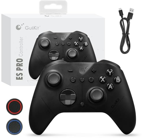 GuliKit ES PRO Manette Sans Fil pour PC Switch 1/2 Android – La manette la plus Rapide avec une Latence de 3,25 ms, Des Joysticks TMR, une Autonomie de 30 Heures et une Fonction de Réveil