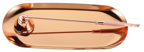 Amosfun Herramientas para El Cuidado De Velas Cucharón para Velas Apagavelas Antiguo Apagavelas con Bandeja para Extintor Acero Inoxidable Oro