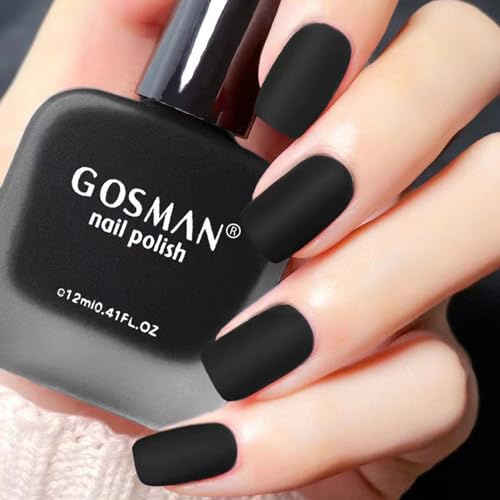 Black Nail Polish - Matte Nail Varnish Quick Dry - Long Lasting Matt Black NailVarnish - Water Based Non Toxic Nail Varnish For Women DIY Nail Art at Home