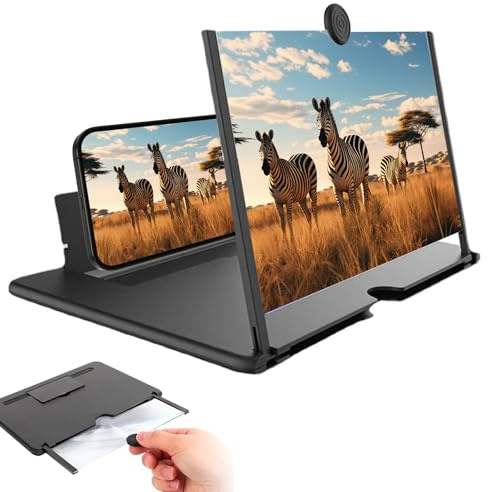 12 Phone Screen Magnifier, 2026 New 2-in-1 3D HD Portable Projector Screen,12 Inch Screen Amplifier for Movies Gaming, Compatible with iPhone Samsung All Smartphones
