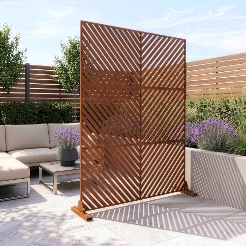 casa.pro Pannello Divisore per Spazi Esterni Interni Divisorio Frangivista con Struttura Traforata Decorativa Schermatura per Privacy in Acciaio Corten 180 x 120 cm - Marrone Ossidato