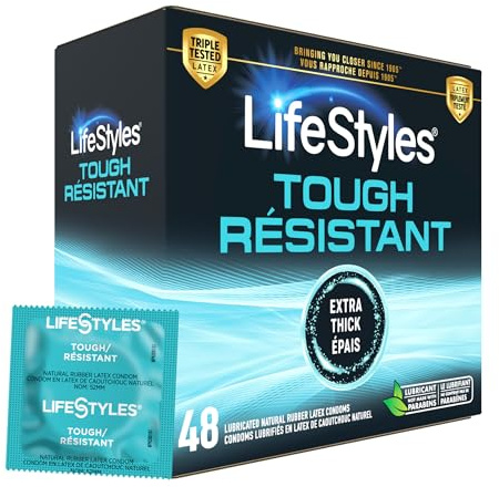 Lifestyles Tough Natural Rubber and Lubricated Latex Condoms Value Pack, 48 Count