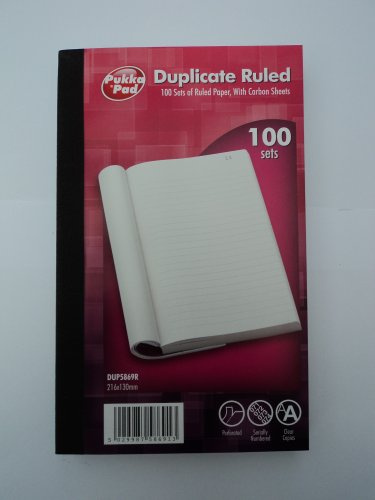 Lot de 100 feuilles lignées doublées avec papier carbone 216x130mm