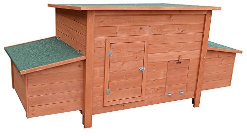 Melko Hühnerstall XXL 179 x 80 x 75 cm Hühnerhaus inkl. Rampe und 2 Nestboxen Hühnervoliere aus Holz