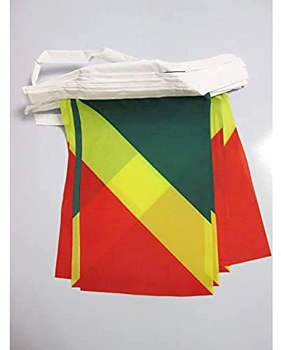 AZ FLAG - Guirlande Drapeau République du Congo - 12 Mètres Avec 20 Drapeaux Congolais De 45x30 cm - Fanions 100% Polyester - 200g