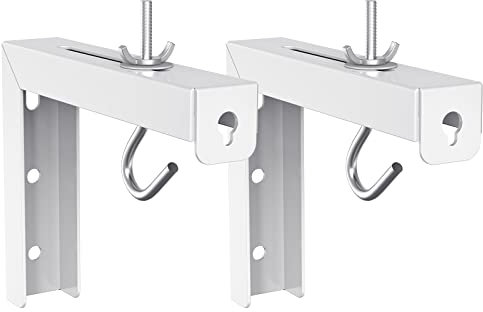 WALI Projektorleinwand-Deckenhalterung,Wandhängende L-Brackets,15,2 cm (6 Zoll) Verstellbare Verlängerung mit Haken-Set,zur sicheren Halterung von Projektorleinwänden bis 30 kg (PSM001-W),weiß