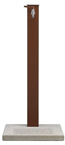 Fontana in metallo da giardino completa di base in cemento con fessure per scarico a perdere, BEL-FER modello 42/QBM colore Ruggine