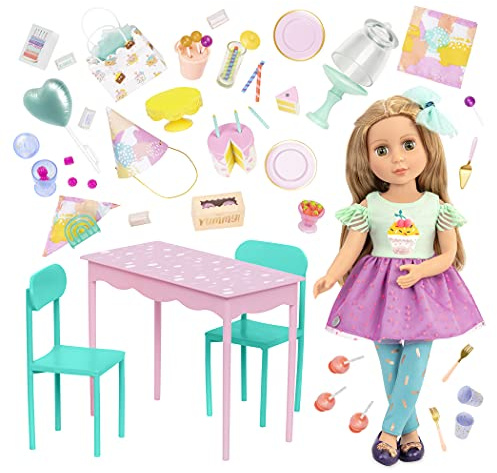 Glitter Girls Sashka, poupée posable avec Accessoires d’Anniversaire